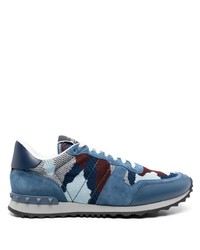 Blue Camouflage Suede Athletic Shoes