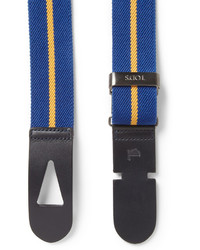 Tod's 35cm Blue Leather Trimmed Striped Canvas Belt