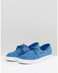 Armani Jeans Washed Canvas Boat Shoes In Blue