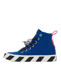 Off-White Blue And Black Vulcanized Mid Top Sneakers