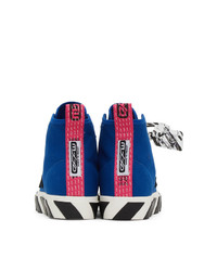 Off-White Blue And Black Vulcanized Mid Top Sneakers