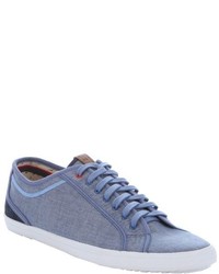 Ben Sherman Blue Chambray Twill Canvas Conall Low Sneakers