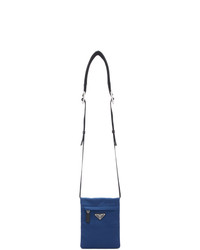 Prada Blue Nylon Fold Over Messenger Bag