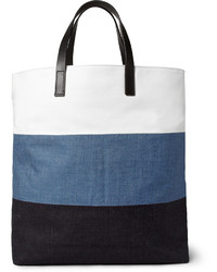 Wooyoungmi Leather Trimmed Panelled Cotton Canvas Tote Bag
