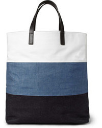 Wooyoungmi Leather Trimmed Panelled Cotton Canvas Tote Bag