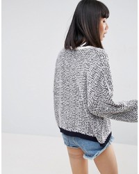 Asos Crop Cardigan In Textured Stitch And Wide Sleeves