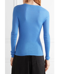 Michael Kors Michl Kors Collection Ribbed Cashmere Sweater Blue