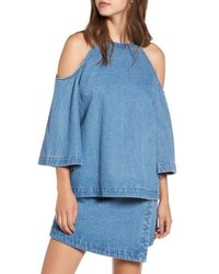 The Fifth Label Back Streets Chambray Cold Shoulder Top