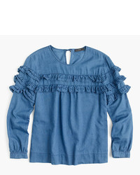 J.Crew Tall Tiered Top In Chambray