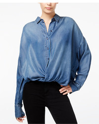 William Rast Aster Chambray Cross Front Shirt