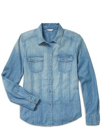 Calvin Klein Chambray Roll Up Sleeve Button Front Shirt