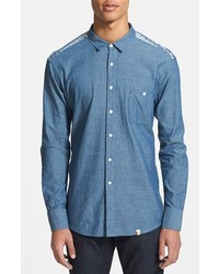 SLVDR Tailor Fit Chambray Woven Shirt Blue Small