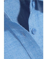 Tibi Stretch Cotton Chambray Shirt Blue