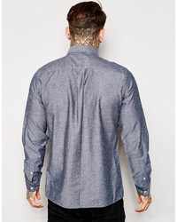 Asos Brand Chambray Shirt In Long Sleeve With 34 Placket
