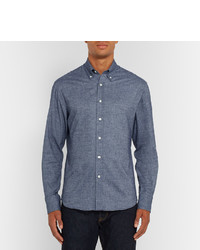 Button Down Collar Brushed Cotton Chambray Shirt