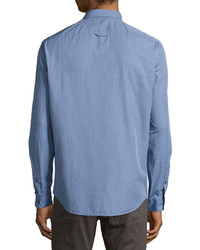 Vince Chambray End On End Woven Shirt Blue