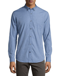 Vince Chambray End On End Woven Shirt Blue