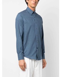 Canali Chambray Long Sleeve Cotton Shirt
