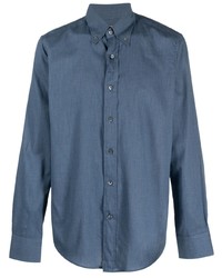Canali Chambray Long Sleeve Cotton Shirt