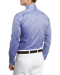 Ermenegildo Zegna Chambray Long Sleeve Sport Shirt Dark Blue
