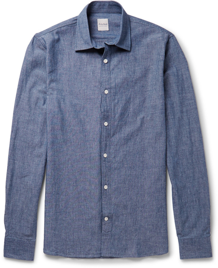 Hardy Amies Cotton Chambray Shirt, $320 | MR PORTER | Lookastic