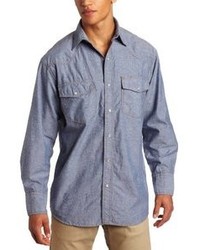 Key Apparel Pre Washed Blue Chambray Western Snap Long Sleeve Shirt