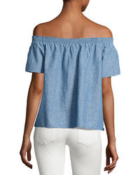 Joie Amesti B Chambray Off The Shoulder Top Blue