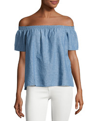 Joie Amesti B Chambray Off The Shoulder Top Blue
