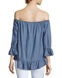 Chambray Off The Shoulder Top