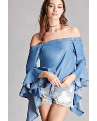 Forever 21 Chambray Off The Shoulder Top