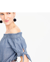 J.Crew Petite Off The Shoulder Top In Chambray