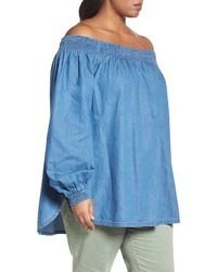 Plus Size Caslon Chambray Off The Shoulder Top
