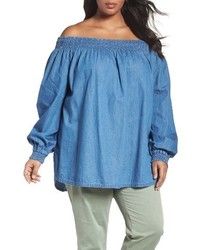 Plus Size Caslon Chambray Off The Shoulder Top