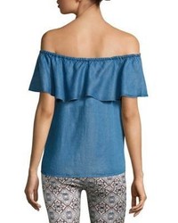 7 For All Mankind Ruffled Chambray Blouse