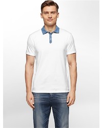 Calvin Klein Slim Fit Chambray Collar Cotton Polo Shirt