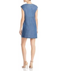 Aqua Lace Up Chambray Dress 100%