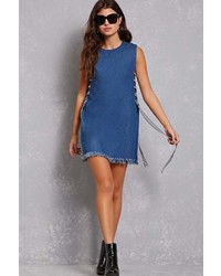 Forever 21 Lace Up Chambray Dress