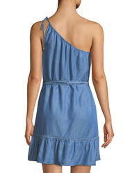 Paige Lauretta One Shoulder Belted Chambray Mini Dress