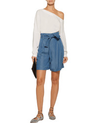 3.1 Phillip Lim Belted Pleated Chambray Shorts