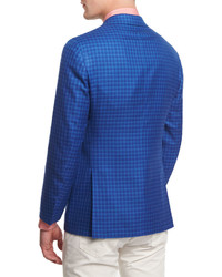 Kiton Cashmere Blend Check Sport Coat Blue