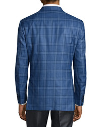 Brioni Checkered Two Button Jacket Sky Blue Night