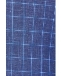 David Donahue Classic Fit Windowpane Wool Silk Linen Blend Sport Coat