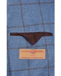 Luciano Barbera Windowpane Checked Two Button Sportcoat Blue