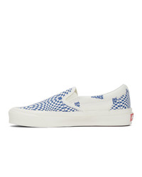 Vans Blue And Off White Check Og Classic Slip On Lx Sneakers