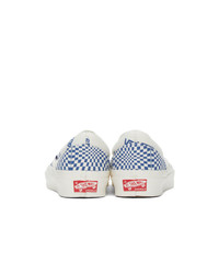 Vans Blue And Off White Check Og Classic Slip On Lx Sneakers