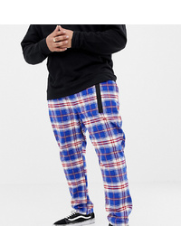 ASOS DESIGN Plus Tapered Trousers In Check With Belt Detail