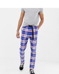 ASOS DESIGN Tall Tapered Trousers In Check With Belt Detail