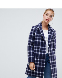 Missguided Petite Wool Coat In Navy Check