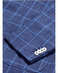 Isaia Cortina Windowpane Check Wool Silk Linen Blazer