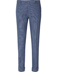 Gant Rugger Navy Slim Fit Checked Linen And Cotton Blend Trousers, $375, MR PORTER